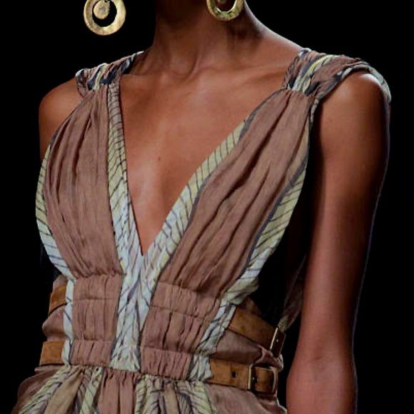 BNWT Alberta Ferretti Runway Collection Silk Belted Maxi-Dress, IT 40 US 4 - Picture 4 of 16